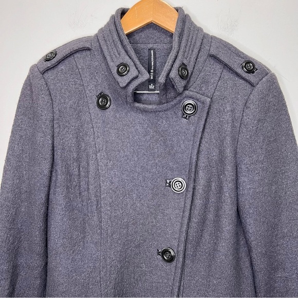 W118 by Walter Baker Grey Wool Trench Coat Size Small - Picture 2 of 15